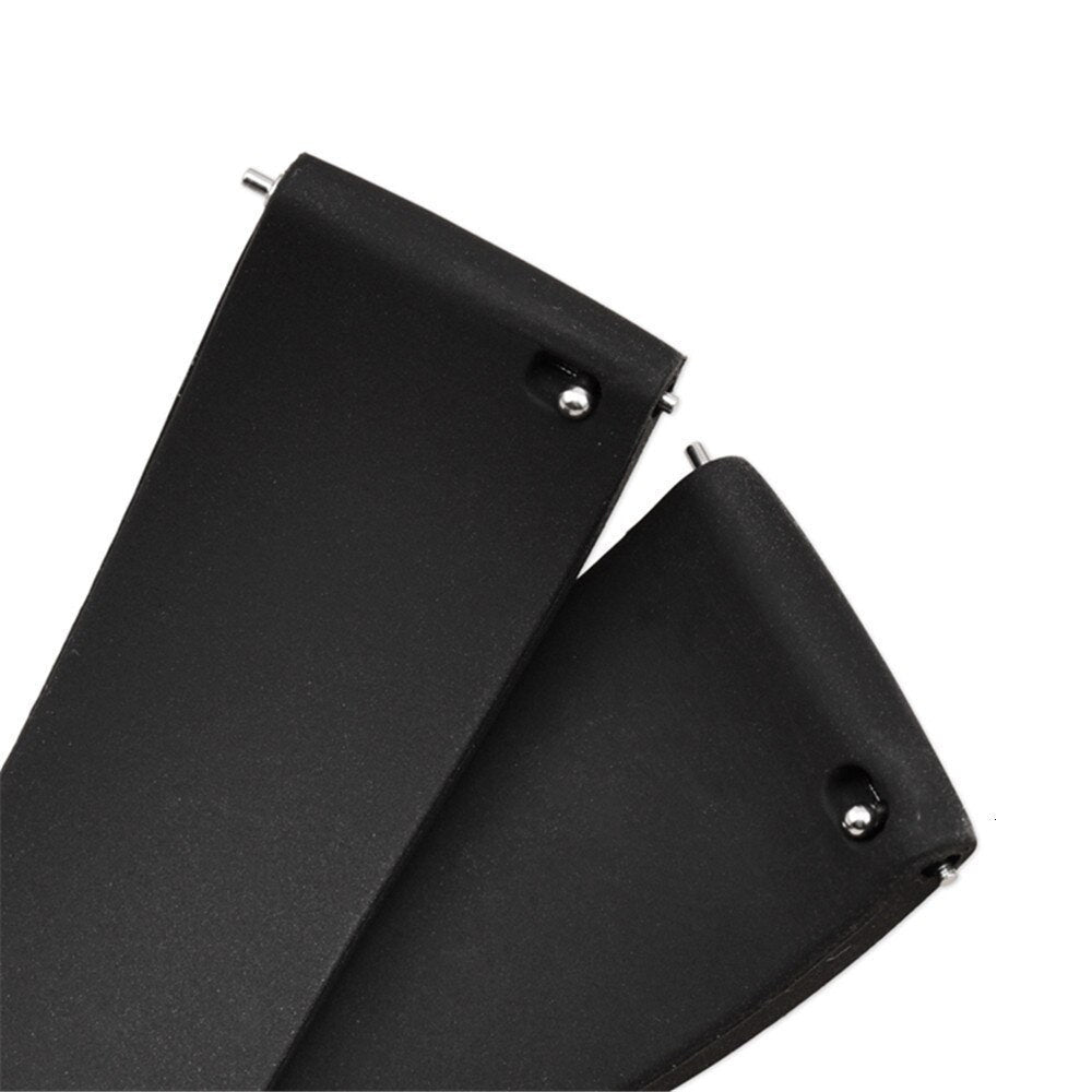 Silicone Butterfly Clasp Quick Release Universal Watch Strap - Black / 18mm / 20mm / 22mm