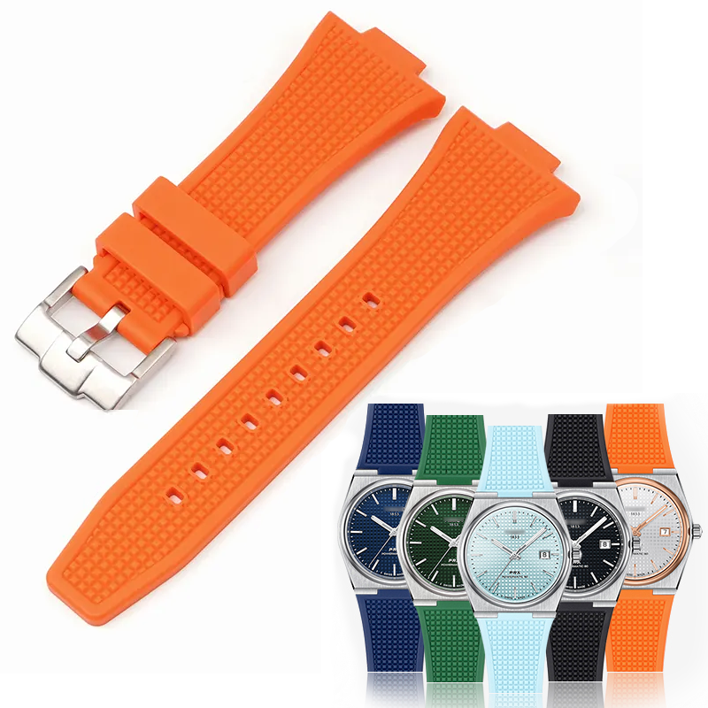 Rubber Waffle Strap For Tissot PRX 40mm Orange