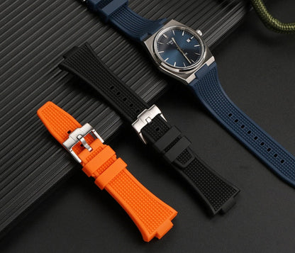 Rubber Waffle Strap For Tissot PRX (40mm) - Royal Blue
