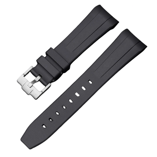 Curved Rubber Watch Strap for Swatch X Blancpain - Black