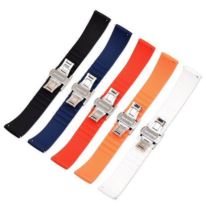 Silicone Butterfly Clasp Quick Release Universal Watch Strap - Black / 18mm / 20mm / 22mm