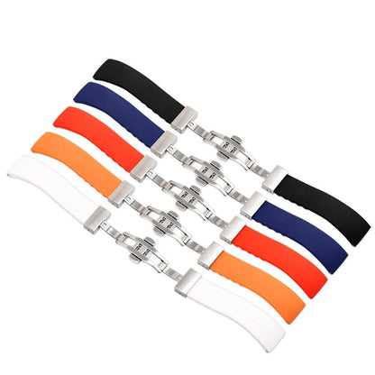 Silicone Butterfly Clasp Quick Release Universal Watch Strap - Orange / 18mm / 20mm / 22mm
