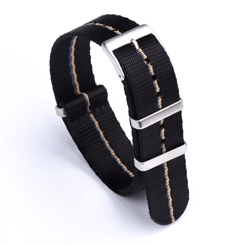 Premium Smooth Nylon Strap - Black/Blue/Khaki