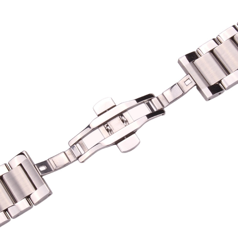 Butterfly Clasp Stainless Steel Bracelet - Middle Brushed