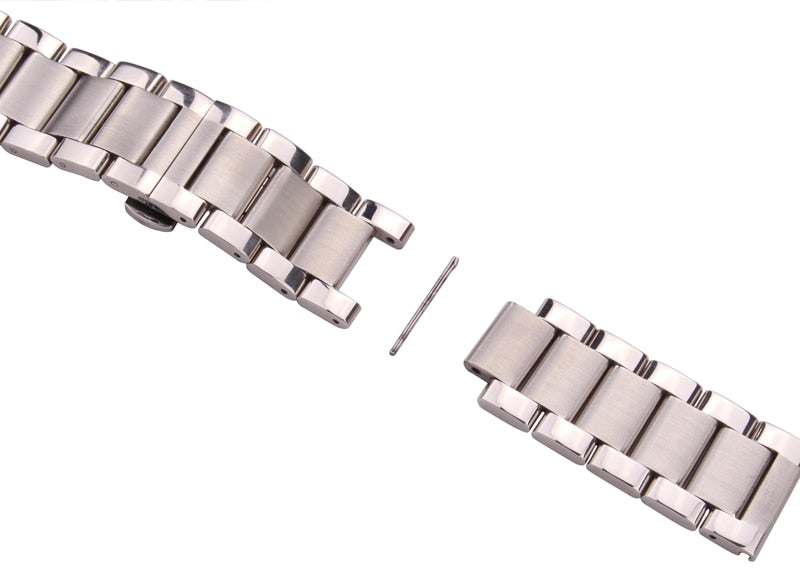 Butterfly Clasp Stainless Steel Bracelet - Middle Brushed