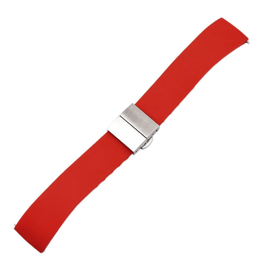 Silicone Butterfly Clasp Quick Release Watch Strap - Red