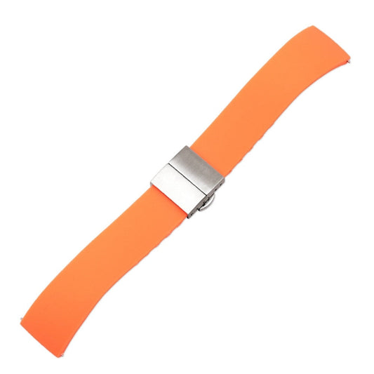 Silicone Butterfly Clasp Quick Release Watch Strap - Orange