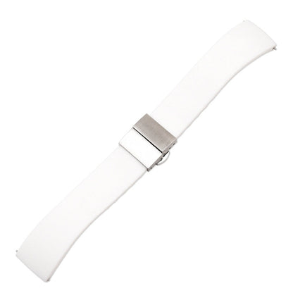 Silicone Butterfly Clasp Quick Release Watch Strap - White