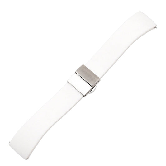Silicone Butterfly Clasp Quick Release Watch Strap - White