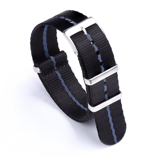 Premium Smooth Nylon Strap - Black/Blue