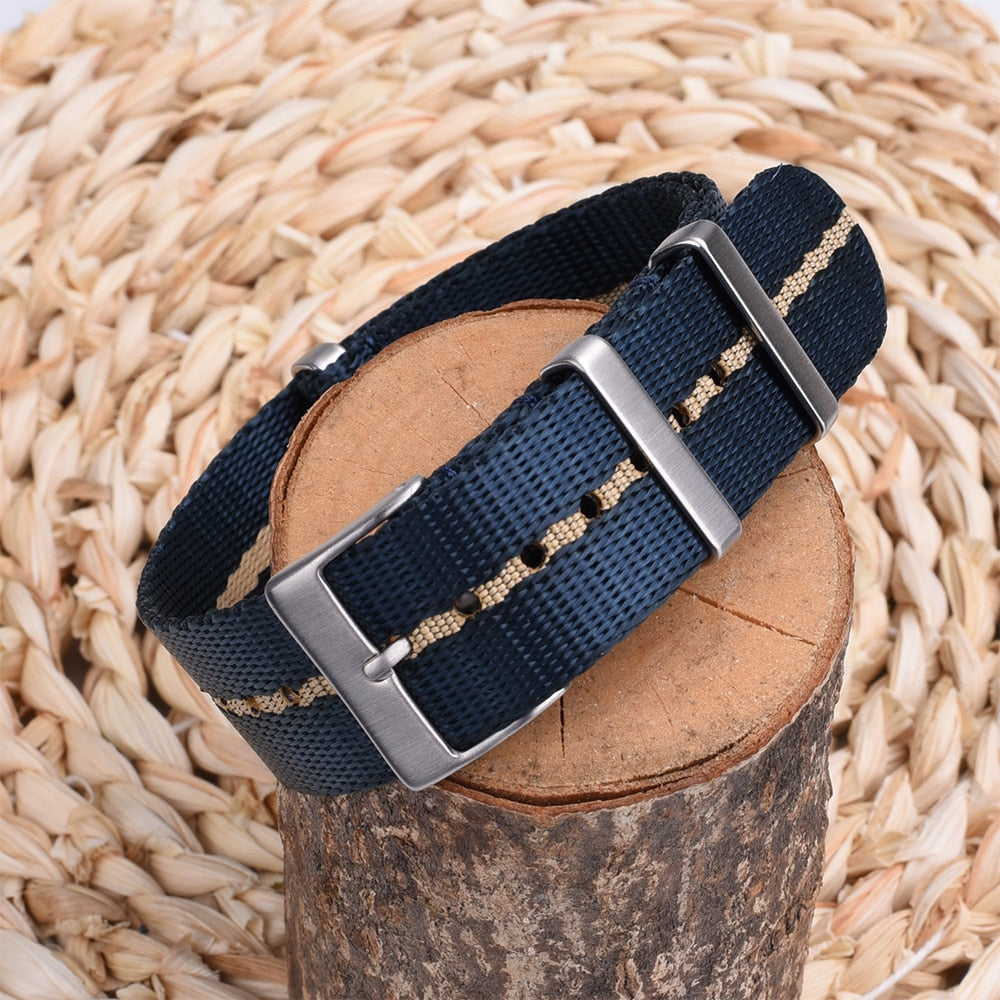 Premium Smooth Nylon Strap - Black/Blue/Khaki