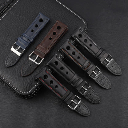 Genuine Leather Racing Style Universal Watch Strap - Light Brown White / 18mm / 20mm / 22mm