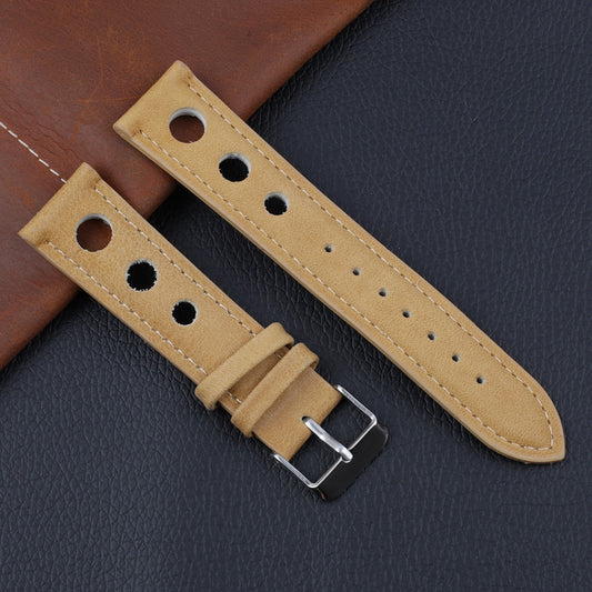 Genuine Leather Racing Style Watch Strap - Tan