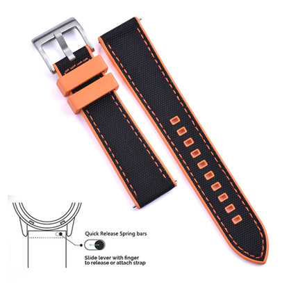 Hybrid Rubber FKM x Canvas Strap - Orange + Black