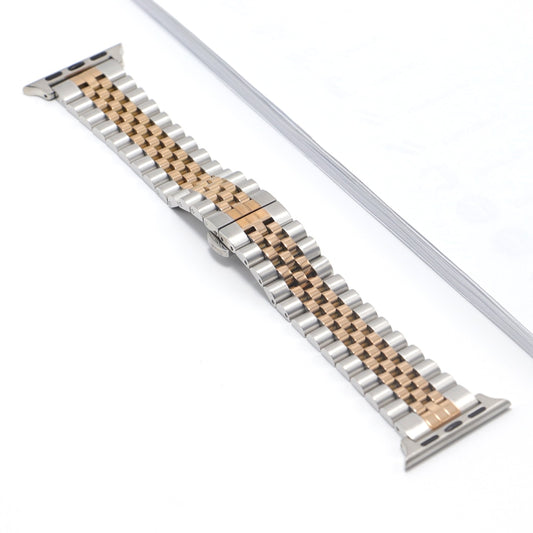 Jubilee Stainless Steel Bracelet for Apple Watch - Silver/Rose Gold