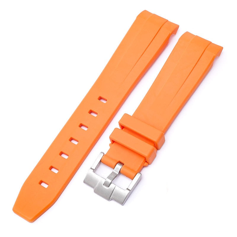 Curved End Rubber Watch Strap for MoonSwatch Speedmaster - Orange