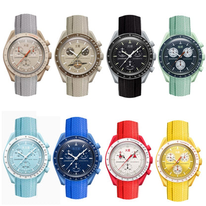 Curved End Rubber Textured Strap for MoonSwatch/Speedmaster - Pink