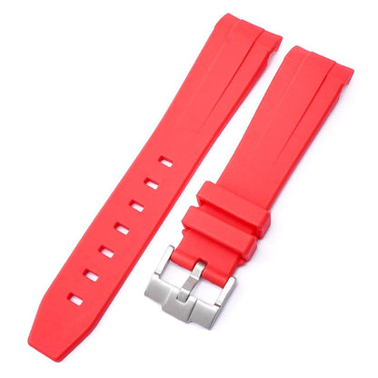 Curved End Rubber Watch Strap for MoonSwatch Speedmaster - Red