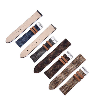 Wool Weave Two Piece Universal Watch Strap - Brown / 18mm / 20mm / 22mm