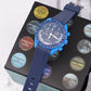 Curved End Rubber Watch Strap for MoonSwatch Speedmaster - Dark blue