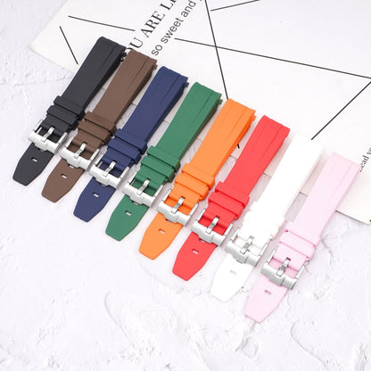 Curved End Rubber Watch Strap for MoonSwatch Speedmaster - Brown