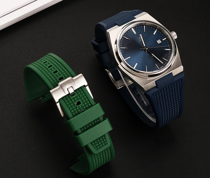 Rubber Waffle Strap For Tissot PRX (40mm) - Black