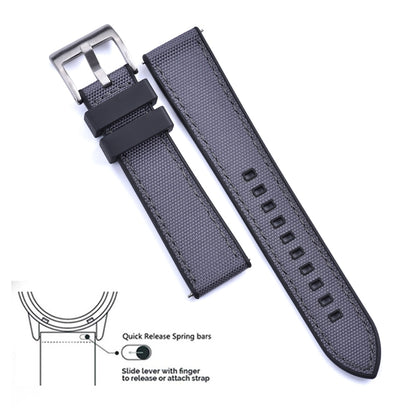 Hybrid Rubber FKM x Canvas Strap - Grey + Black