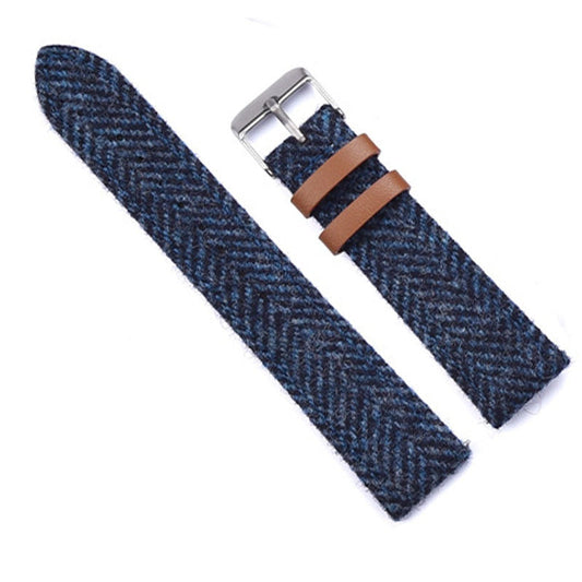 Wool Weave Leather Two Piece - Blue