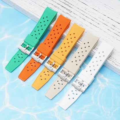 Textured Curved Rubber Watch Strap for Swatch X Blancpain - Yellow