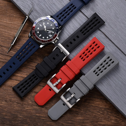 Premium Quick Release FKM Rubber Universal Watch Strap - Orange / 20mm / 22mm