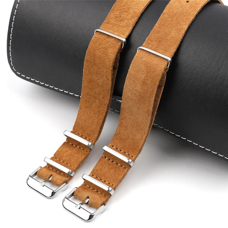 Suede Leather Single Piece Strap - Black