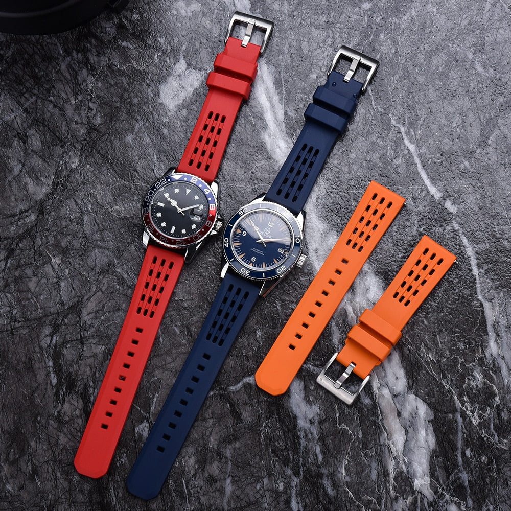 Premium Quick Release FKM Rubber Watch Strap - Red