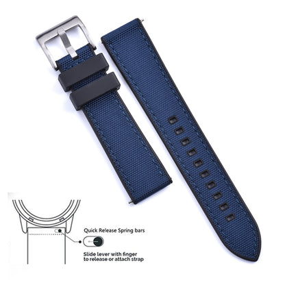 Hybrid Rubber FKM x Canvas Strap - Black + Blue