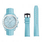 Curved End Rubber Textured Strap for MoonSwatch/Speedmaster - Cyan