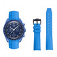Curved End Rubber Textured Strap for MoonSwatch/Speedmaster - Blue