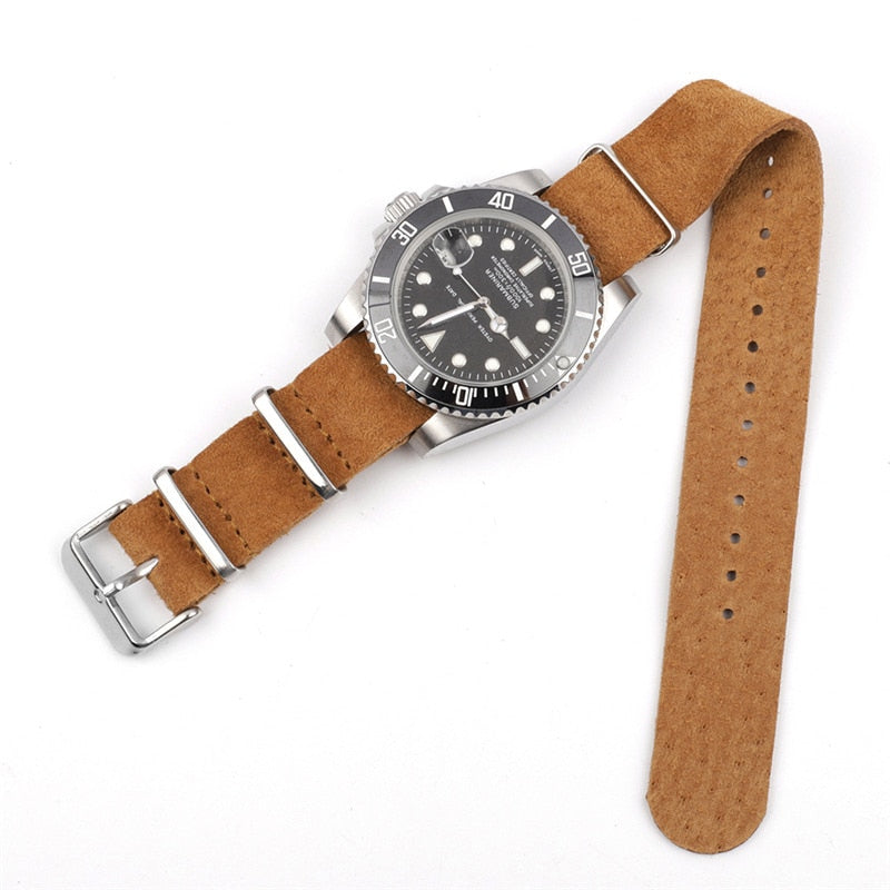 Suede Leather Single Piece Strap - Black