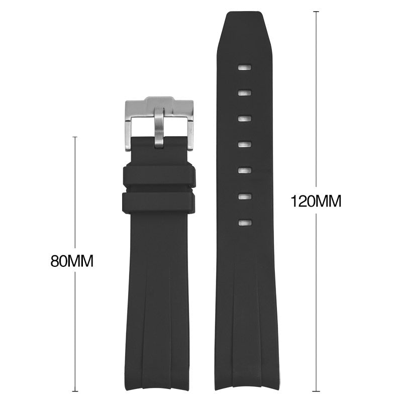 Curved End Rubber Textured Strap for MoonSwatch/Speedmaster - Black