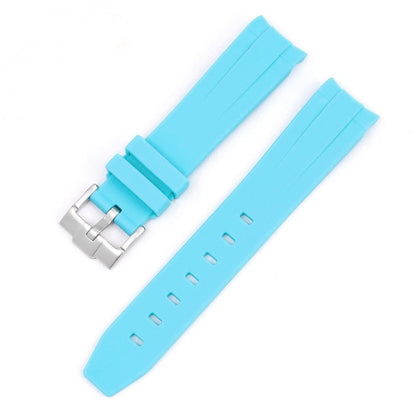 Curved End Rubber Watch Strap for MoonSwatch Speedmaster - Light blue