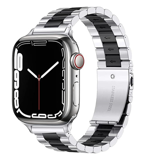 3 Link Stainless Steel Bracelet for Apple Watch - Sliver Black