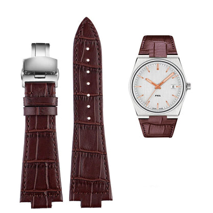 Alligator Leather Style Strap For Tissot PRX (40mm) - Brown