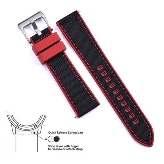 Hybrid Rubber FKM x Canvas Strap - Red+ Black