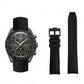Curved End Rubber Textured Strap for MoonSwatch/Speedmaster - Black