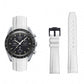 Curved End Rubber Textured Strap for MoonSwatch/Speedmaster - White