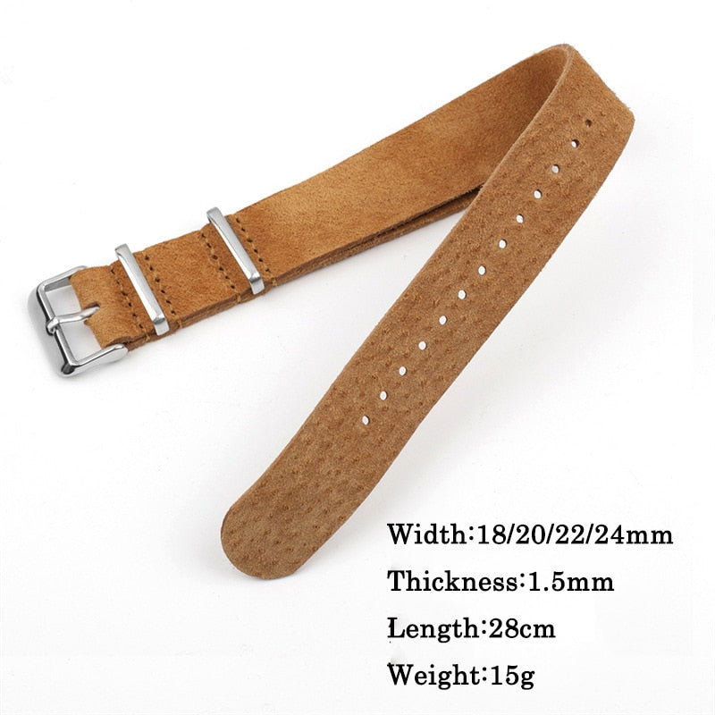 Suede Leather Single Piece Strap - Brown