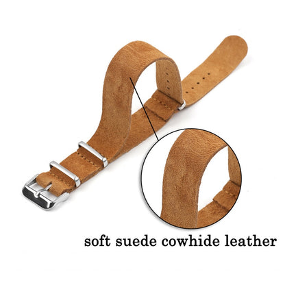 Suede Leather Universal Single Piece Strap - Brown / 18mm / 20mm / 22mm
