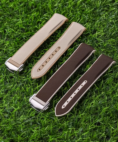 Curved End Rubber Folding Clasp Strap For Omega X Swatch MoonSwatch - Pink