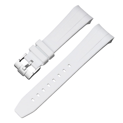 Curved Rubber Watch Strap for Swatch X Blancpain - White