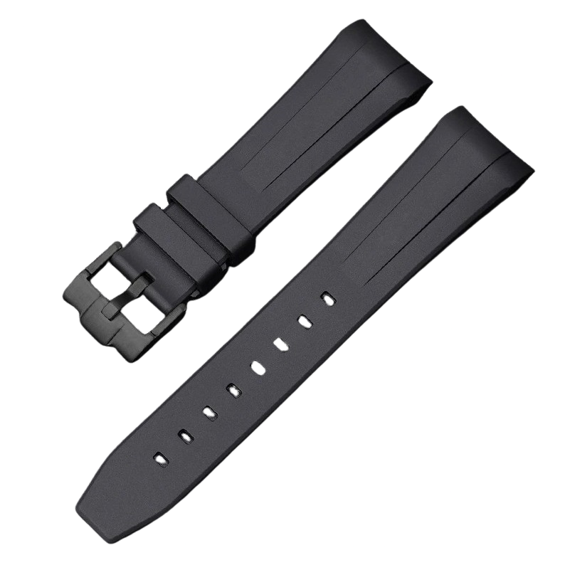 Curved Rubber Watch Strap for Swatch X Blancpain - Black