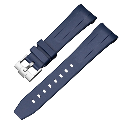 Curved Rubber Watch Strap for Swatch X Blancpain - Blue