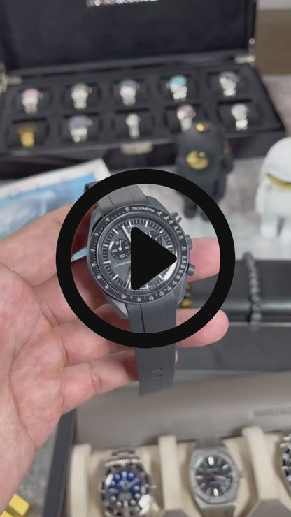 Curved End Rubber Watch Strap for MoonSwatch Speedmaster - Light blue